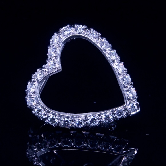 14k Vintage Diamond Heart Pin/Pendant - Picture 2 of 7